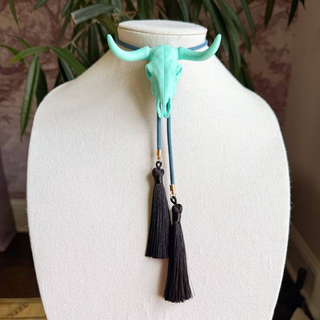 Rahya Jewelry Designs Longhorn Bolo Turquoise with Storm Blue & Black
