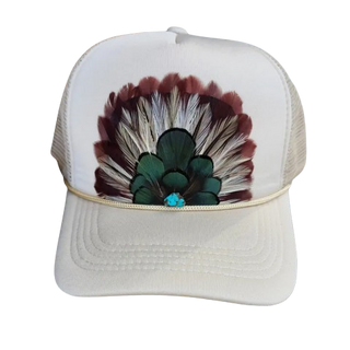 Monkee Collection Western Feather Trucker Hat Retro Feather Crown Hat