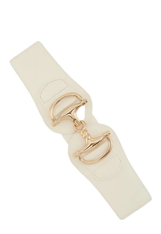 Monkee Collection Elegant Wide Waist Belt White