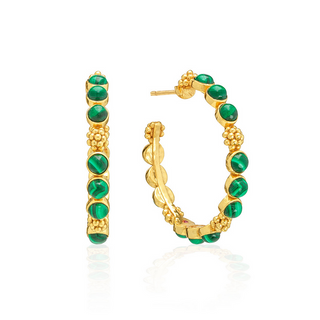 Capucine De Wulf Berry Gem Medium Hoop Earrings / Malachite