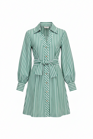 Jade Green Stripe Shirtdress