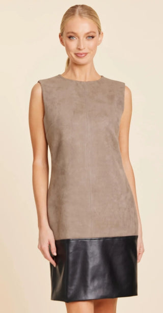 Dolce Cabo Faux Suede and Faux Leather Block Dress