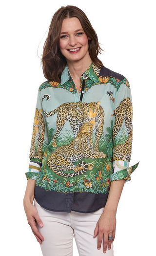 Dizzy Lizzie 3/4 Sleeve Rome Shirt Safari Print
