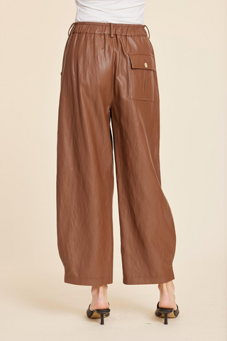 Dolce Cabo Faux Leather Barrel Leg Pant/ Multiple Colors