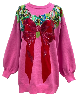 Queen Of Sparkles Kids Multi Wreath Sweater Dress