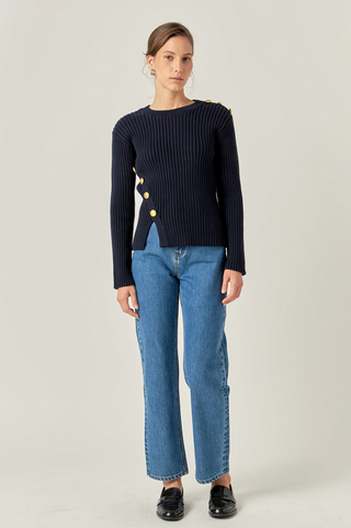 English Factory Gold Button Detailed Knit Top