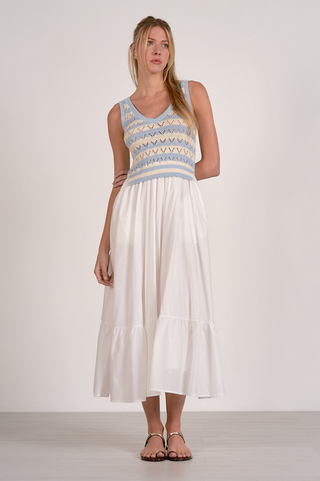 Elan Striped Mixed Media Dress