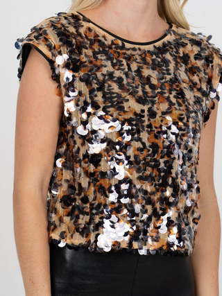 Emily McCarthy Hatti Tank In Tortoise Shell Sequin
