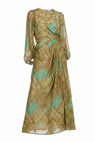Jade Side Drape Pleated Maxi
