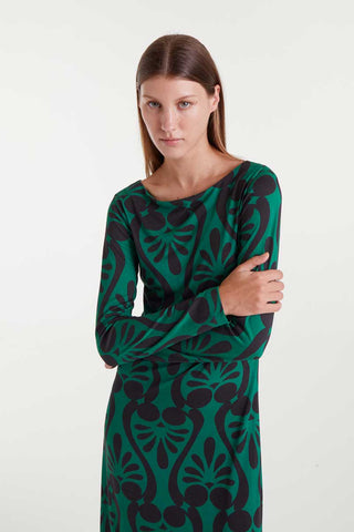 Compania Fantastica Long Green & Black Dress