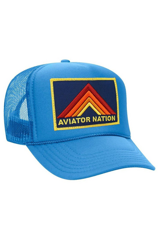 Aviator Nation Mountain Stripe - Vintage Low Rise Trucker - Light Blue