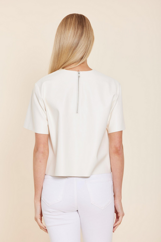 Dolce Cabo Faux Leather Cropped Shirt