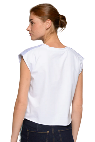 Vilagallo Blue Striped T-Shirt Golf Knot Tee