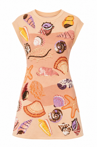 sea shell dress Queen Of Sparkles Beige Sea Shell Knit Dress Beige / XS