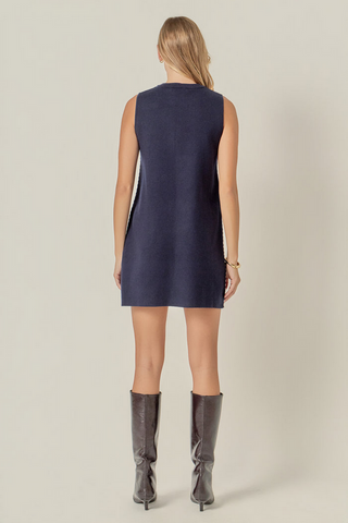 English Factory Stitch Detail Knit Mini Dress