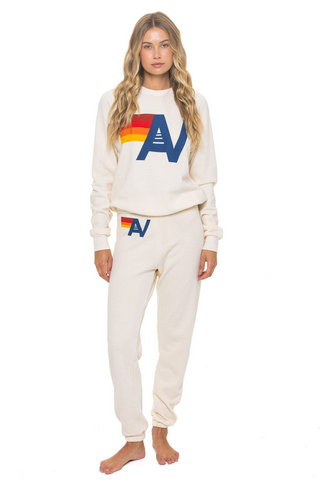 Aviator Nation Logo Vintage White Crew Sweatshirt Relaxed