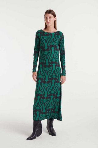 Compania Fantastica Long Green & Black Dress