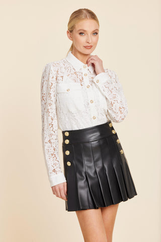 Dolce Cabo Faux Leather Pleated Skirt