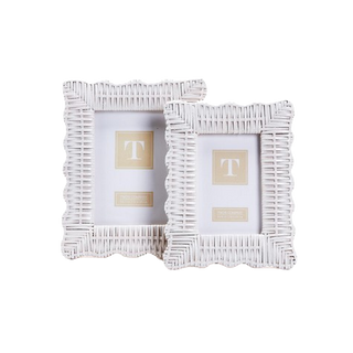Two's Company White Wicker Weave 5x7 Frame