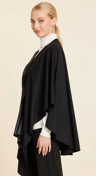 Dolce Cabo Black Faux Leather & Faux Suede Whipstitch Wrap