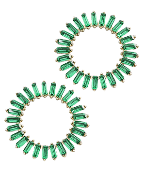 Rectangle Stone Circle Earrings | Multiple Colors
