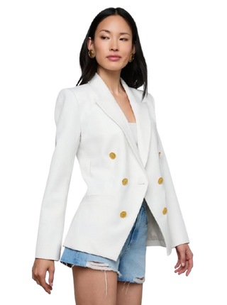 L'Agence Kyomi Double Breasted Blazer in White