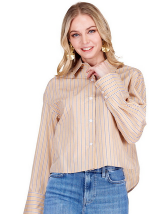 Joy Joy Acorn Stripe Crop Blouse