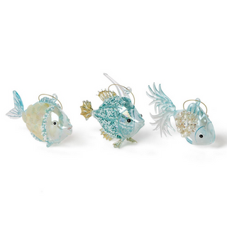 Two's Company Sparkling Fish Hand-Blown Glass Ornament Units | 3 Designs