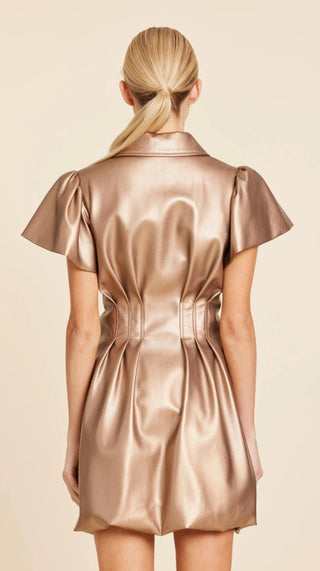 Dolce Cabo Bronze Faux Leather Zip Bubble Dress