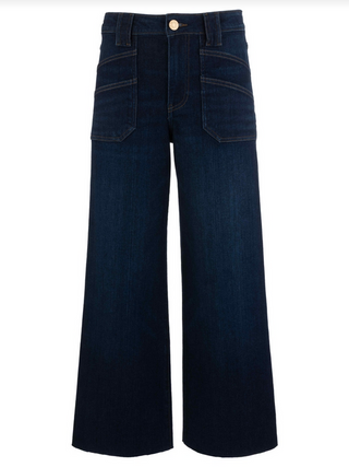 Kut Meg High Rise Frt Patch Pkt Wide Leg Raw Hem