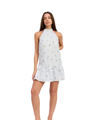 En Saison Nicole Mini Dress In White Blue Multi