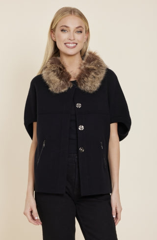 Dolce Cabo Black/Chestnut Cocoon Faux Fur Cardigan