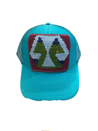 Orijinal Trucker Hat Teal with Blue Patch
