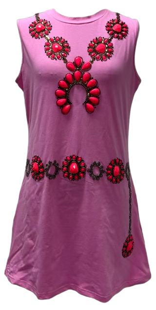 Queen Of Sparkles Light Pink Necklace Tank Dress