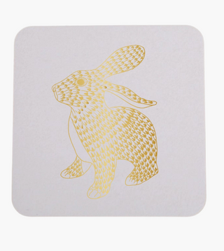 GOLD FOIL HEREND BUNNY - 4 PACK EASTER PARTY SHOWER COASTERS