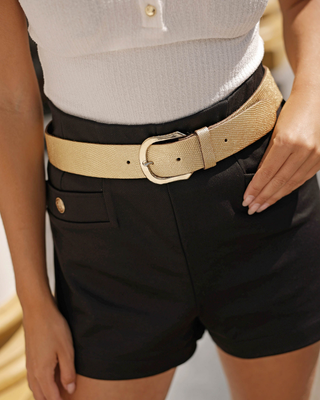 Amsterdam Heritage Dana Metallic Iguana Textured Leather Belt in Gold