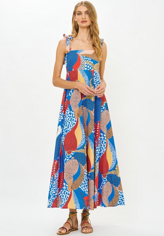 oliphant dresses Puff Sleeve A-Line Mini Floral Dress, Ditsy Blue, Medium block inspired floral motif in tonal blues Oliphant Delilah Dress S /