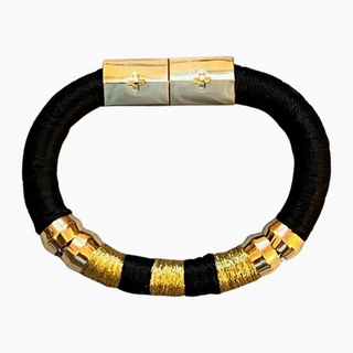 Monkee Collection Game Day Bracelet Black and Gold