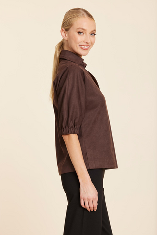 Dolce Cabo Faux Suede Johnny Collar Top