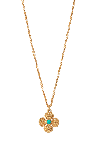 Capucine De Wulf Berry Clover Double Sided Turquoise Charm Necklace, 16"+2"