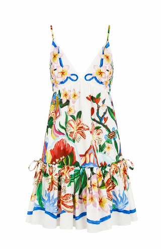 Farm Rio Garden Of Life Scarf Off-White Mini Dress