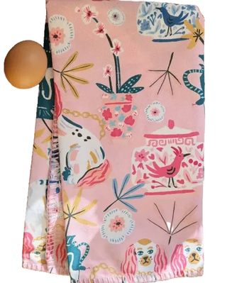 Monkee Collection Cotton Tea Towel w/ Embroidered Detail | Staffordshire Dogs