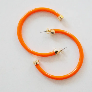 Hoo Hoops Lightweight Hypoallergenic Large Hoop Earrings - Orange