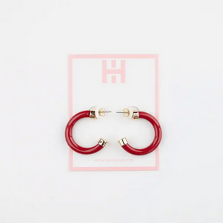 Hoo Hoops Lightweight Hypoallergenic Small Acrylic Hoop Earrings - Burgundy