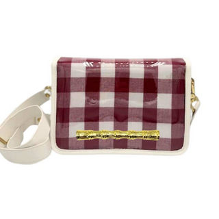 Garland Bags Maroon Check Clear Gameday Stadium Bag w/ White Bamboo Stick