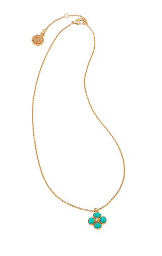 Capucine De Wulf Berry Clover Double Sided Turquoise Charm Necklace, 16"+2"