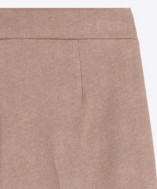 Vilagallo Herringbone Beige Trousers with Side Buttons