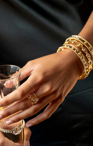 Capucine De Wulf Berry Hammered Band Clear Cubic Zirconia