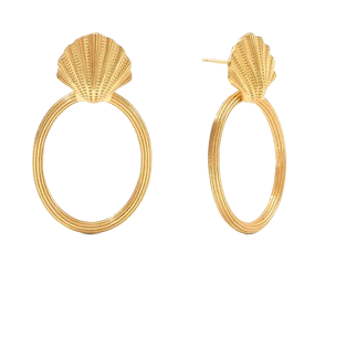 Julie Vos Sanibel Shell Doorknocker Earrings Gold