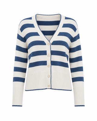 Pissenlit Cotton Cashmere Cardigan in Ivory / Indigo